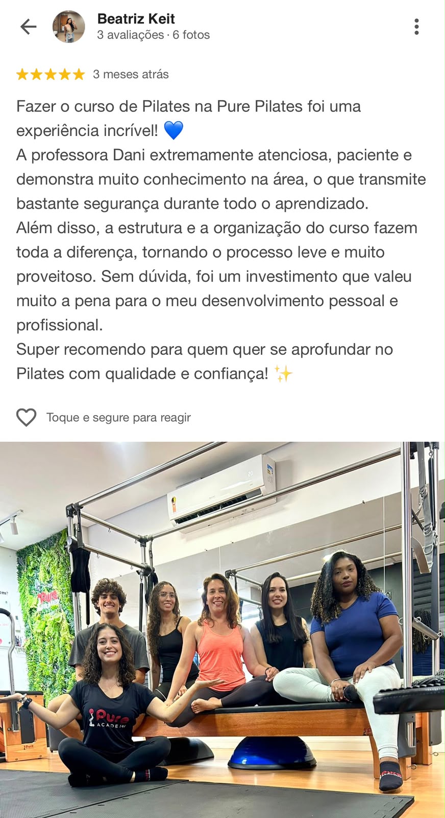 Avaliação de Beatriz Keit no Google — 5 estrelas