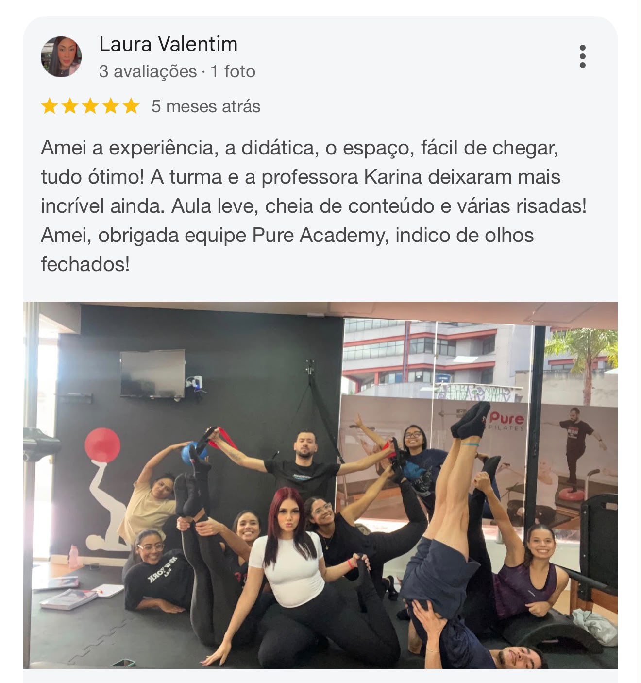 Avaliação de Laura Valentim no Google — 5 estrelas